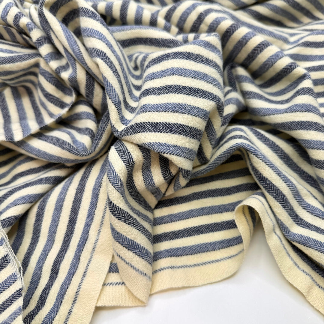 Early To Bed Early To Rise - Wool Woven - Navy/Cream Stripes - 1M Bundle
