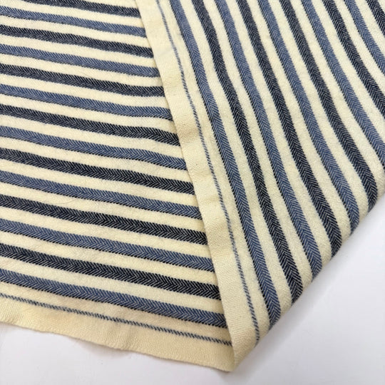Early To Bed Early To Rise - Wool Woven - Navy/Cream Stripes - 1M Bundle