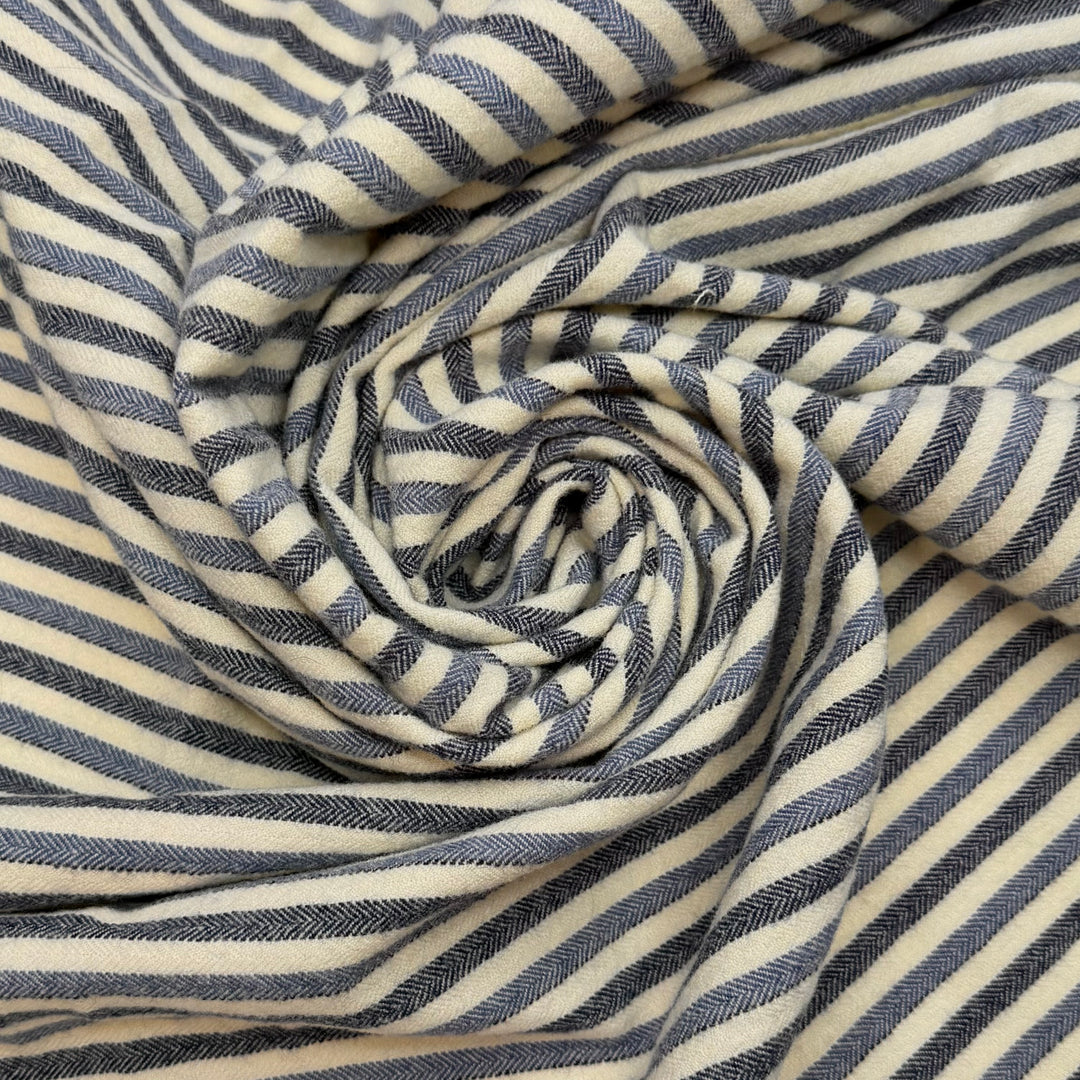 Early To Bed Early To Rise - Wool Woven - Navy/Cream Stripes - 1M Bundle