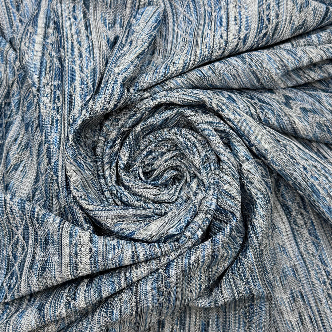 The Squeaky Wheel Gets The Grease - Polyester Blend Knit - Blue Geometric - 2M Bundle