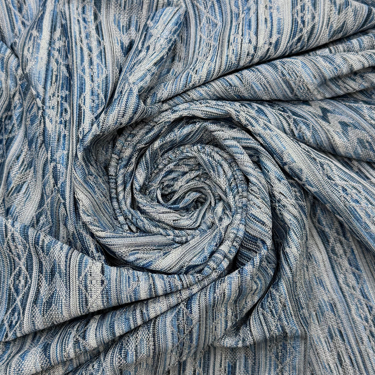 The Squeaky Wheel Gets The Grease - Polyester Blend Knit - Blue Geometric - 2M Bundle