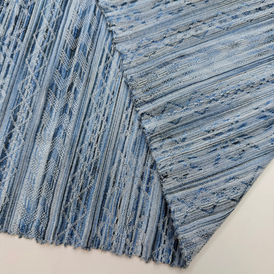 The Squeaky Wheel Gets The Grease - Polyester Blend Knit - Blue Geometric - 2M Bundle