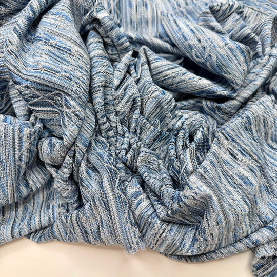 The Squeaky Wheel Gets The Grease - Polyester Blend Knit - Blue Geometric - 2M Bundle