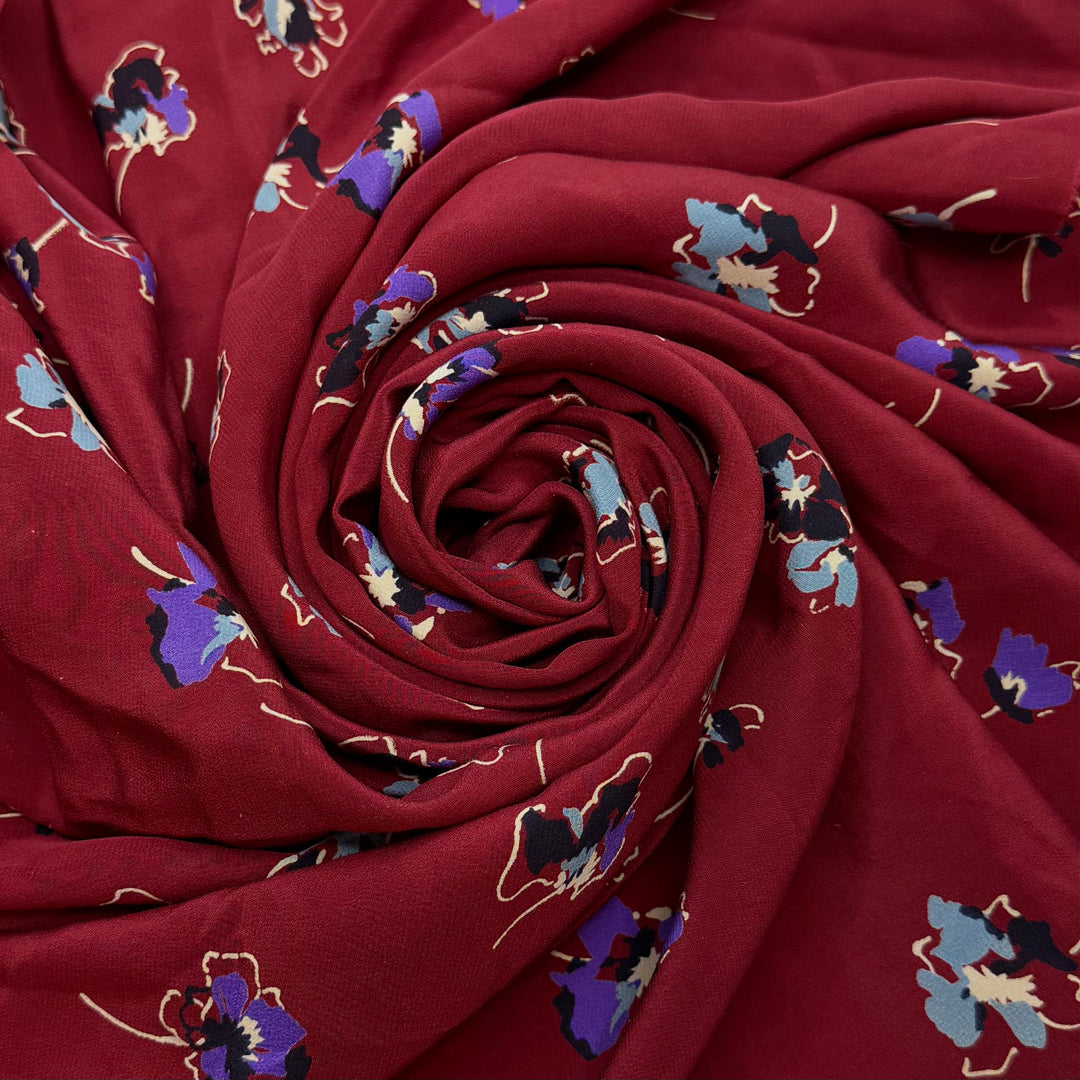 An Apple A Day Keeps The Doctor Away - Silk Woven - Burgundy Multi Floral - 1.5M Bundle
