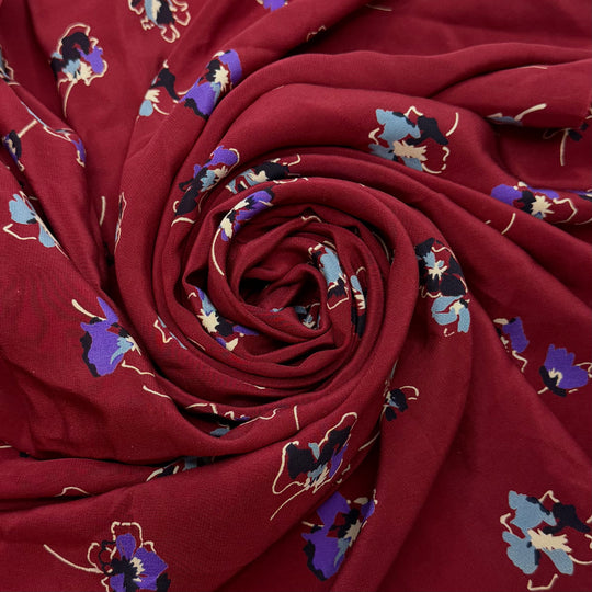 An Apple A Day Keeps The Doctor Away - Silk Woven - Burgundy Multi Floral - 1.5M Bundle
