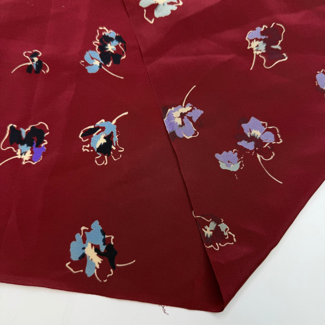 An Apple A Day Keeps The Doctor Away - Silk Woven - Burgundy Multi Floral - 1.5M Bundle