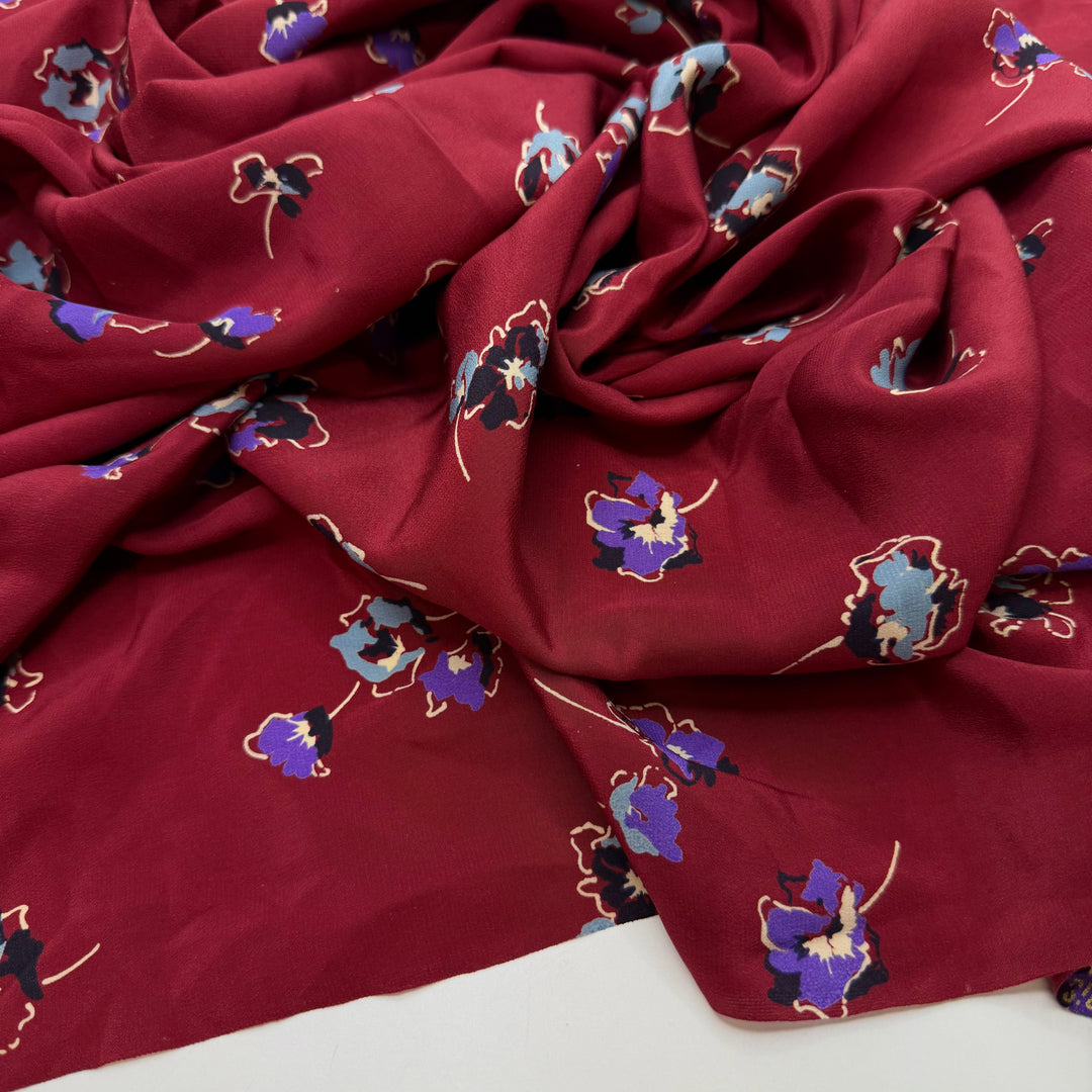 An Apple A Day Keeps The Doctor Away - Silk Woven - Burgundy Multi Floral - 1.5M Bundle