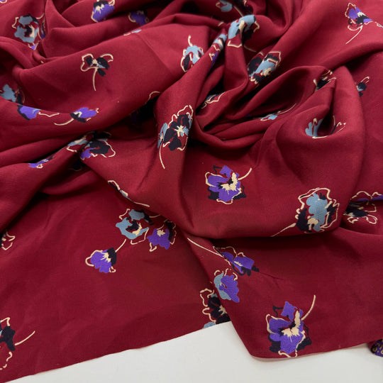 An Apple A Day Keeps The Doctor Away - Silk Woven - Burgundy Multi Floral - 1.5M Bundle