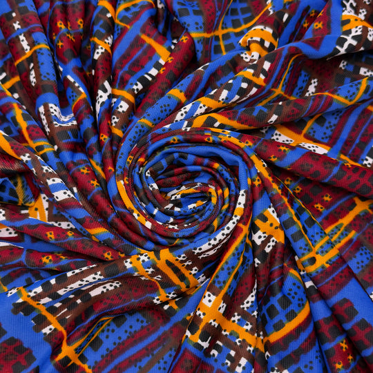 Many Hands Make Light Work - Polyester Blend Knit - Burgundy Multi Abstract - 1.2M Bundle