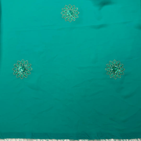 Birds Of A Feather Walk Together - Embroidered Polyester Blend Woven - Teal - 2.6M Bundle