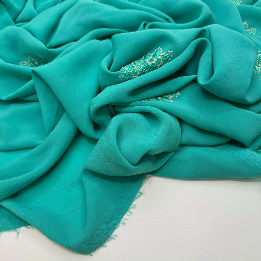 Birds Of A Feather Walk Together - Embroidered Polyester Blend Woven - Teal - 2.6M Bundle