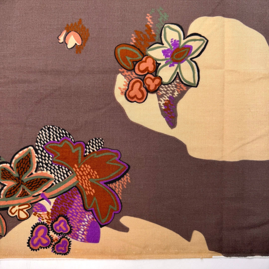 Better Late Than Never - Vintage Polyester Blend Woven - Brown Multi Floral - 2M Bundle