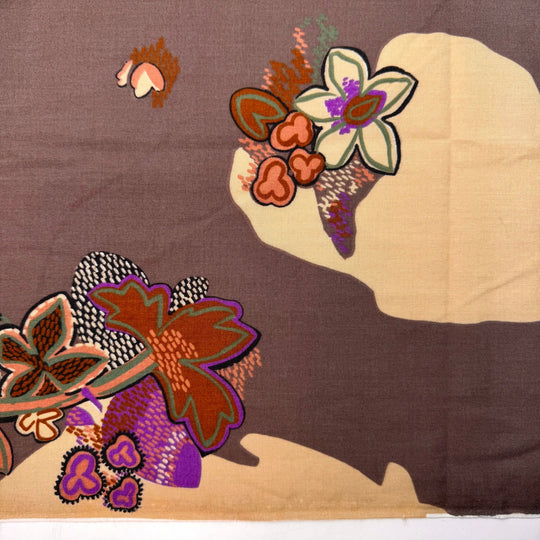Better Late Than Never - Vintage Polyester Blend Woven - Brown Multi Floral - 2M Bundle