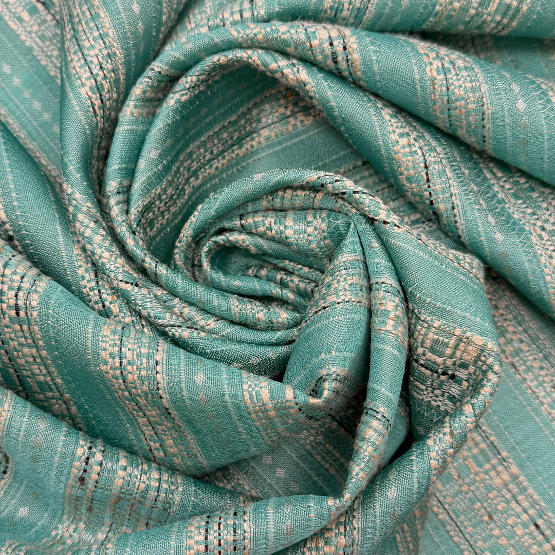 Think Twice Act Once - Polyester Blend Woven - Light Blue/White Abstract - 3.65M Bundle