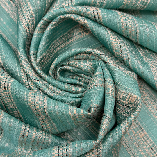 Think Twice Act Once - Polyester Blend Woven - Light Blue/White Abstract - 3.65M Bundle