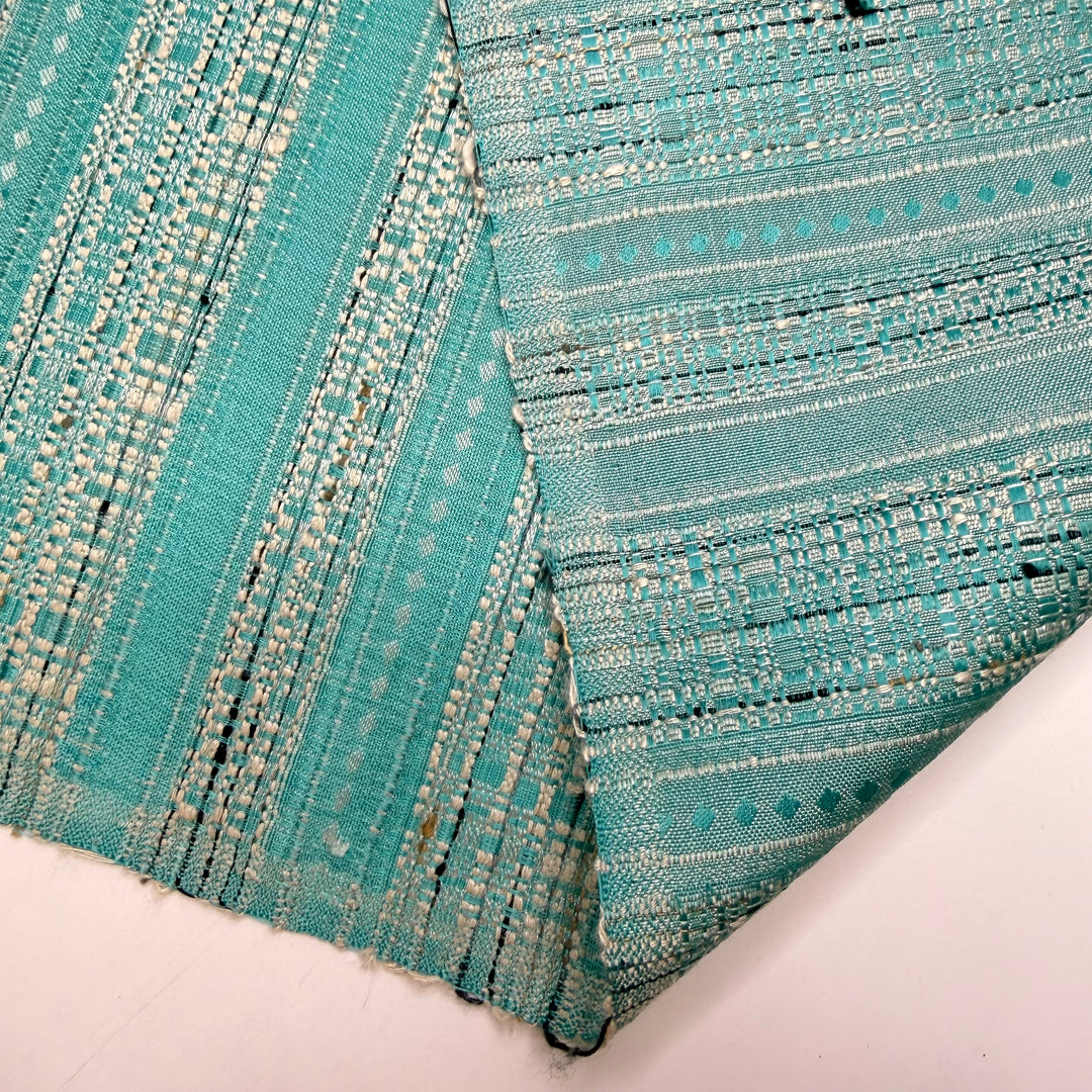 Think Twice Act Once - Polyester Blend Woven - Light Blue/White Abstract - 3.65M Bundle