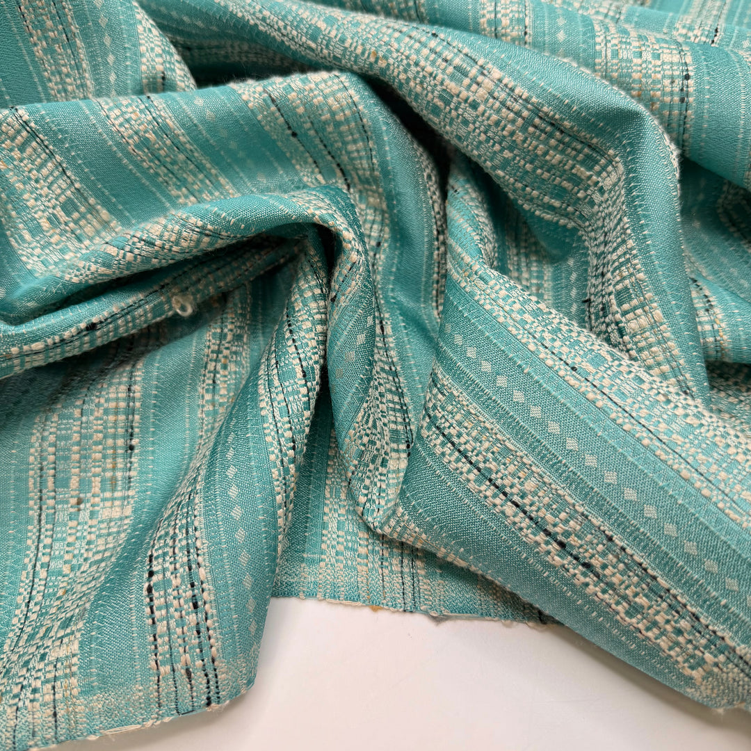 Think Twice Act Once - Polyester Blend Woven - Light Blue/White Abstract - 3.65M Bundle