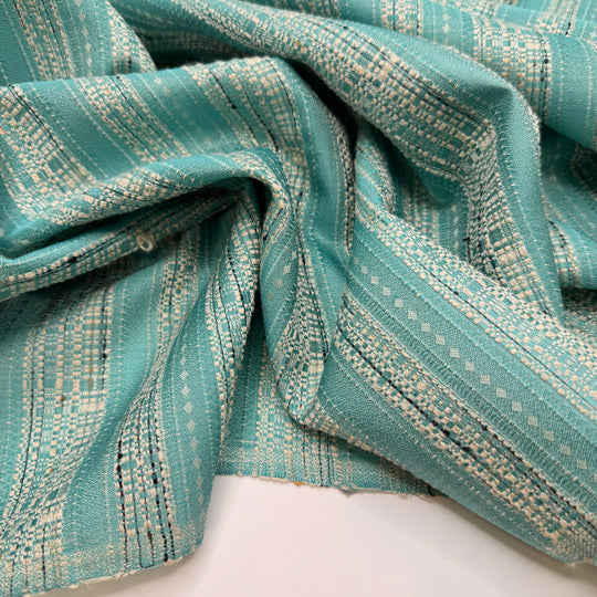 Think Twice Act Once - Polyester Blend Woven - Light Blue/White Abstract - 3.65M Bundle