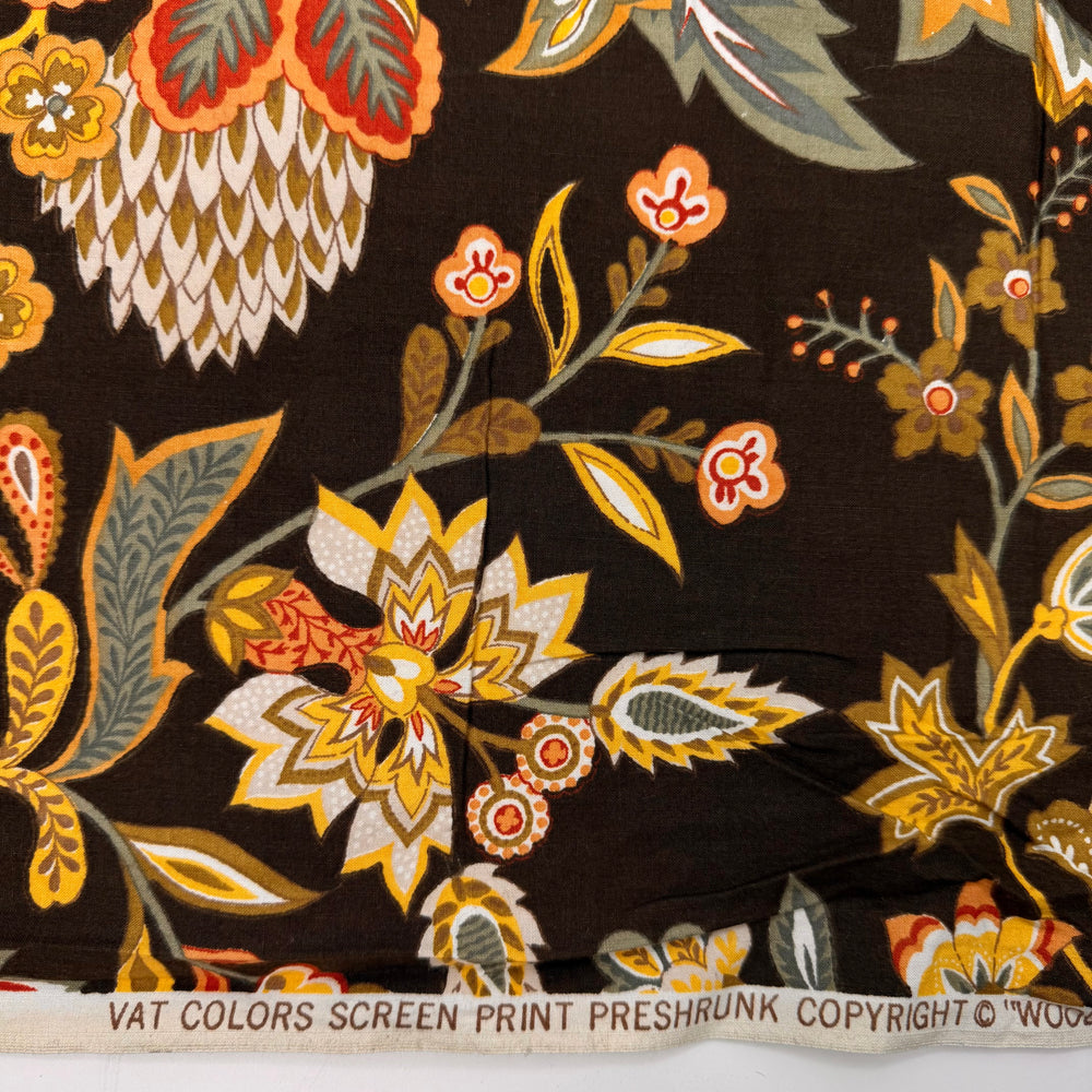 The Ax Forgets But The Tree Remembere - Vintage Cotton Woven - Brown Multi Floral - 2.45M Bundle