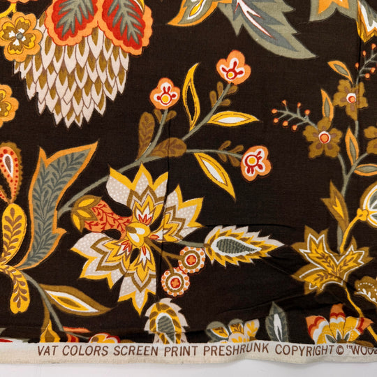 The Ax Forgets But The Tree Remembere - Vintage Cotton Woven - Brown Multi Floral - 2.45M Bundle