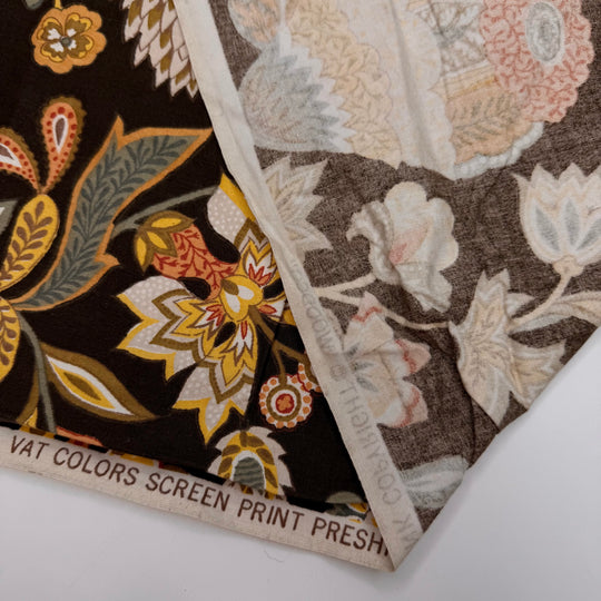 The Ax Forgets But The Tree Remembere - Vintage Cotton Woven - Brown Multi Floral - 2.45M Bundle