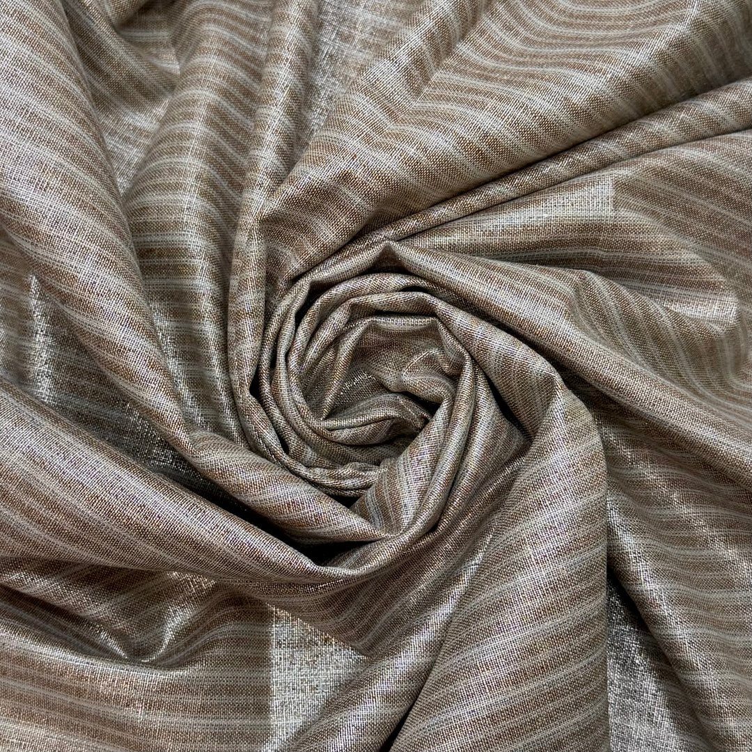 Measure Twice Cut Once - Metallic Cotton Blend Woven - Grey/Beige Stripes - Bundles