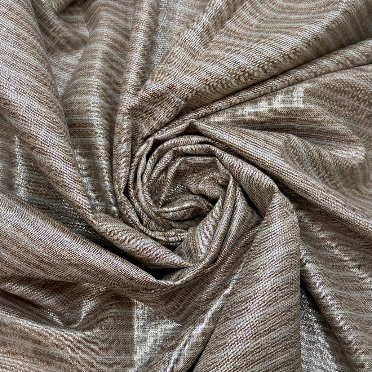 Measure Twice Cut Once - Metallic Cotton Blend Woven - Grey/Beige Stripes - Bundles