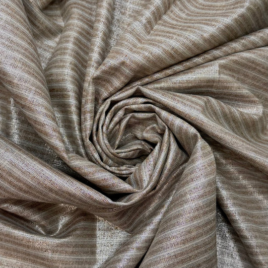 Measure Twice Cut Once - Metallic Cotton Blend Woven - Grey/Beige Stripes - Bundles