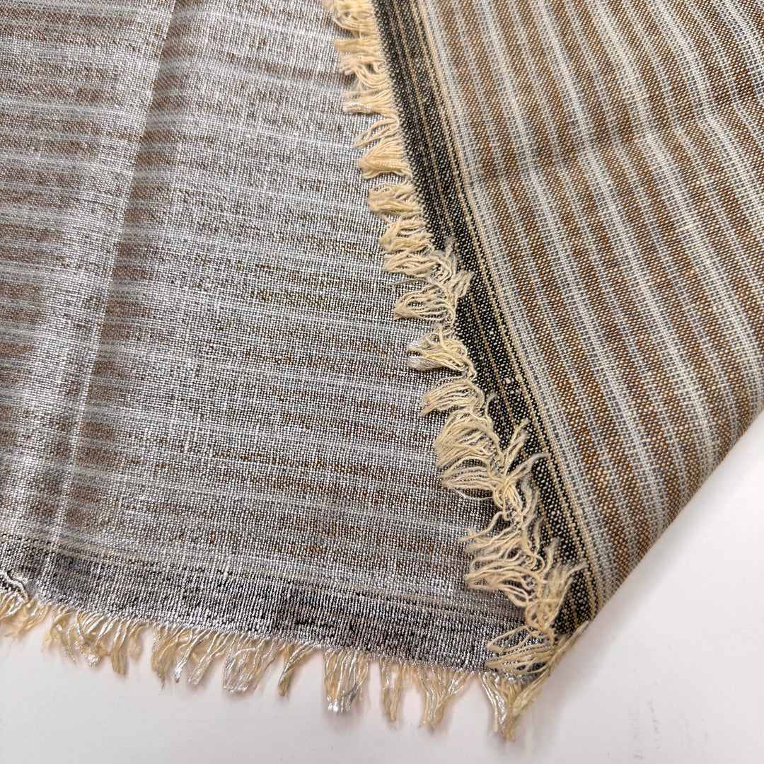 Measure Twice Cut Once - Metallic Cotton Blend Woven - Grey/Beige Stripes - Bundles