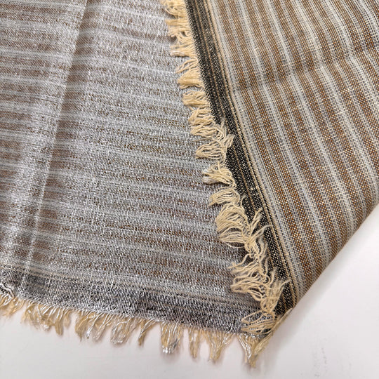 Measure Twice Cut Once - Metallic Cotton Blend Woven - Grey/Beige Stripes - Bundles