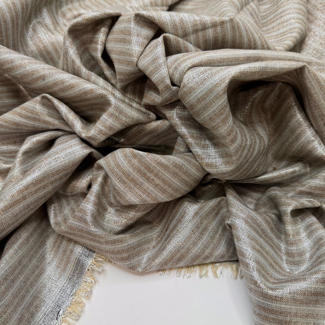 Measure Twice Cut Once - Metallic Cotton Blend Woven - Grey/Beige Stripes - Bundles