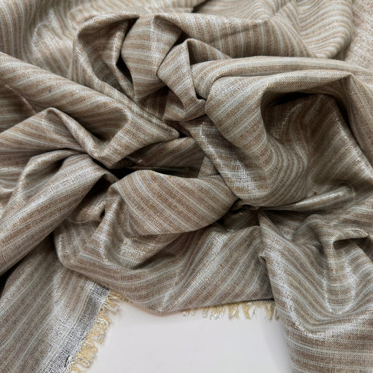 Measure Twice Cut Once - Metallic Cotton Blend Woven - Grey/Beige Stripes - Bundles