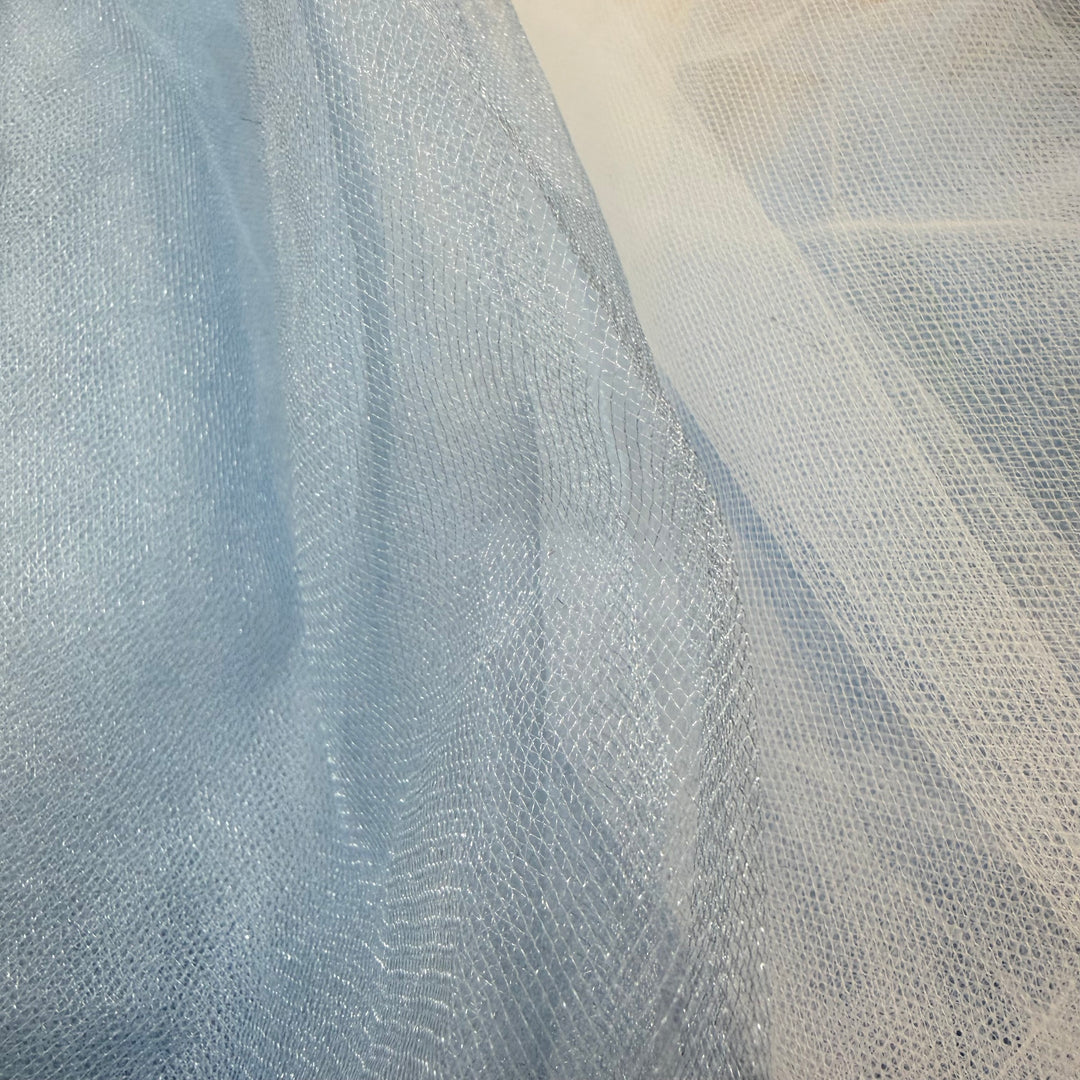 Cinderelly - Tulle Poly Knit - Light White/Blue - 1M Bundle