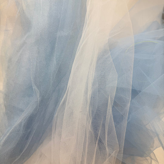 Cinderelly - Tulle Poly Knit - Light White/Blue - 1M Bundle