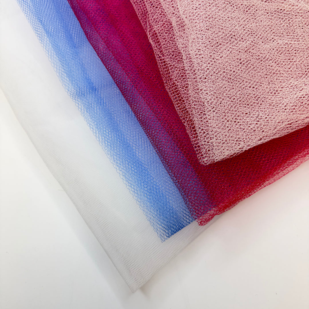 Layered - Tulle Poly Knit - Whit Blue Red - 1M Bundle