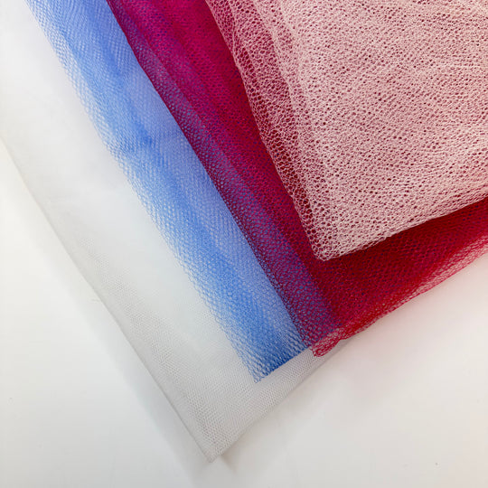 Layered - Tulle Poly Knit - Whit Blue Red - 1M Bundle