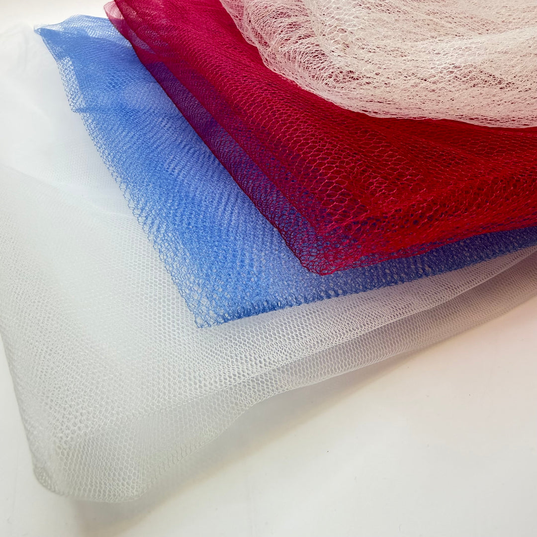 Layered - Tulle Poly Knit - Whit Blue Red - 1M Bundle