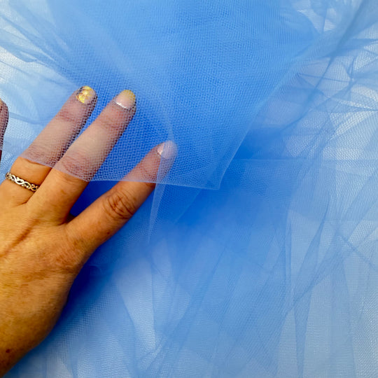 Whisp Of Sky - Tulle Poly Knit - Light Blue - 2M Bundle