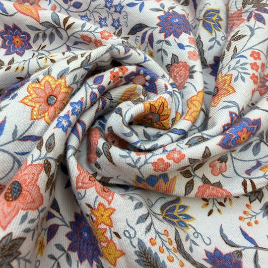 Fall Cotillion - Twill Weave Wool Woven - Light Grey Multi Floral - 2.1M Bundle