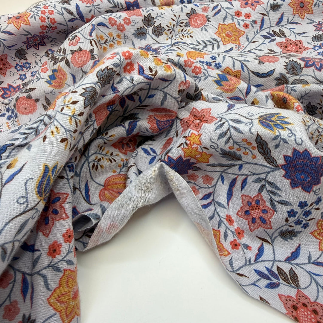 Fall Cotillion - Twill Weave Wool Woven - Light Grey Multi Floral - 2.1M Bundle