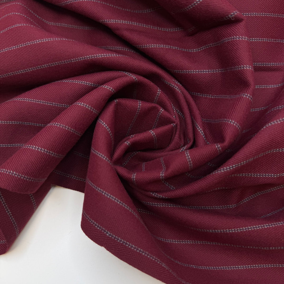 Boot Suit Brag - Twill Weave Wool Woven - Burgundy Multi Pinstripe - 2.25M Bundle