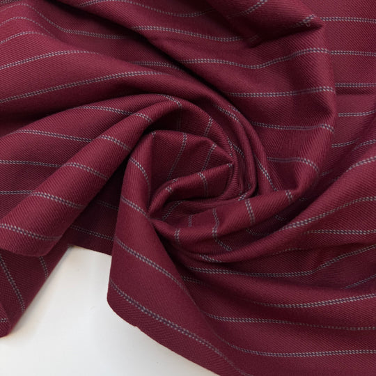 Boot Suit Brag - Twill Weave Wool Woven - Burgundy Multi Pinstripe - 2.25M Bundle