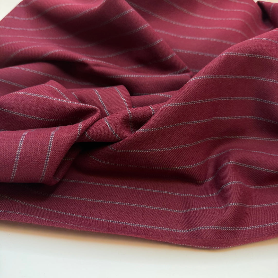 Boot Suit Brag - Twill Weave Wool Woven - Burgundy Multi Pinstripe - 2.25M Bundle