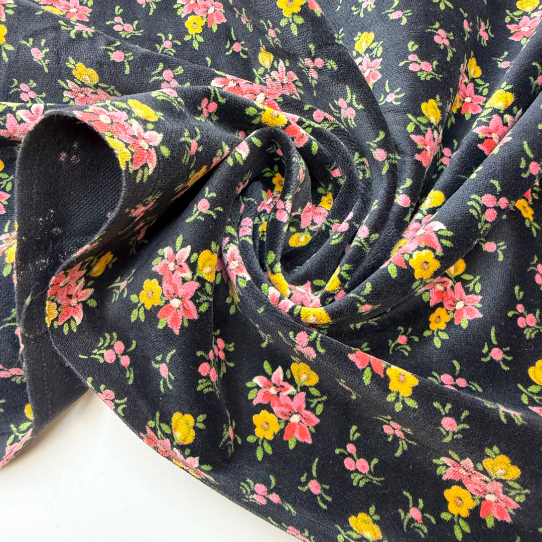 1920 Chesterfield Coat - Vintage Velvet Cotton Woven - Black Multi Floral - 2.1M Bundle