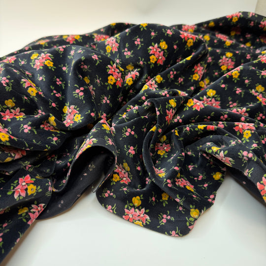1920 Chesterfield Coat - Vintage Velvet Cotton Woven - Black Multi Floral - 2.1M Bundle