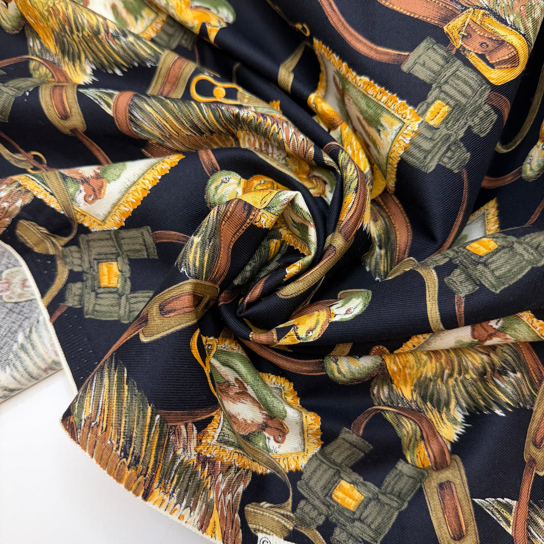Join The Shooting Party - Twill Weave Cotton Blend Woven - Black Multi Duck Hunting Motif - 2.7M Bundle