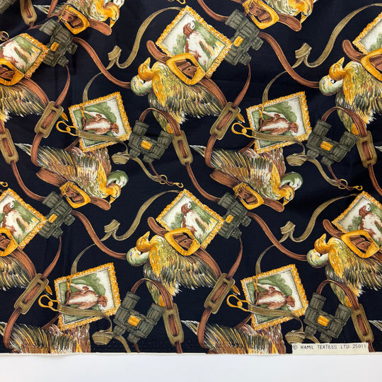 Join The Shooting Party - Twill Weave Cotton Blend Woven - Black Multi Duck Hunting Motif - 2.7M Bundle