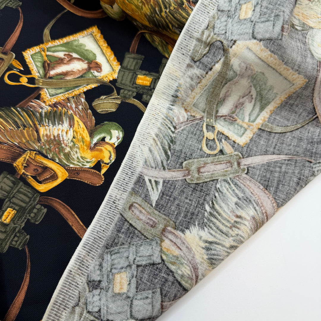 Join The Shooting Party - Twill Weave Cotton Blend Woven - Black Multi Duck Hunting Motif - 2.7M Bundle