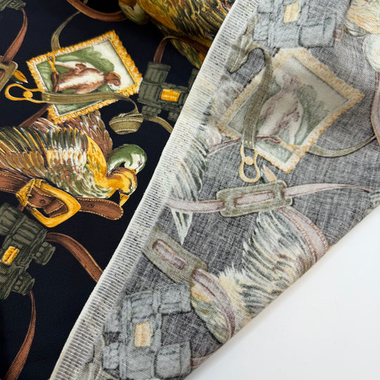 Join The Shooting Party - Twill Weave Cotton Blend Woven - Black Multi Duck Hunting Motif - 2.7M Bundle