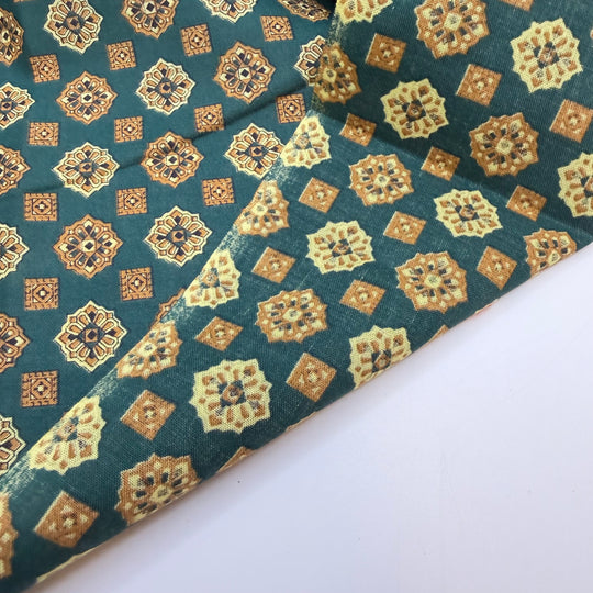 Flamboyant Corset - Cotton Woven - Green Multi Geometric - 1.65M Bundle